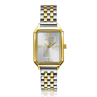 ZINZI Allure horloge 30mm achthoekige goudkleurige kast, zilvergekleurde wijzerplaat en bicolor stalen band, Japans uurwerk ZIW2533 bij ZINZI