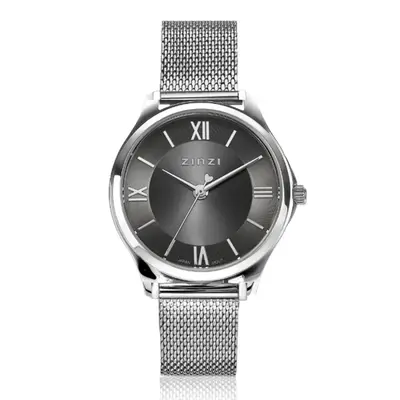 ZINZI Classy Mini horloge 30mm grijze wijzerplaat stalen kast en meshband ZIW1224M bij ZINZI