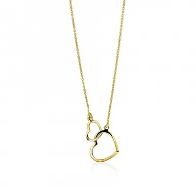 ZINZI Gold 14 karaat gouden jasseron ketting open harten 42cm ZGC114 bij ZINZI