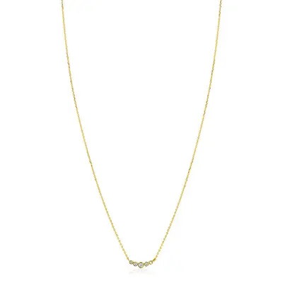 ZINZI Gold 14 karaat gouden ketting met vijf ronde witte zirconia's op een rij 45cm ZGC556 bij ZINZI
