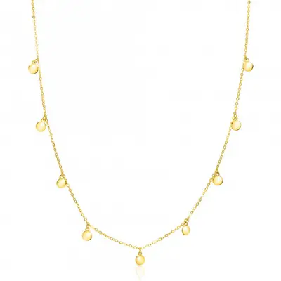 ZINZI Gold 14 karaat gouden massieve ketting met 9 bungelende rondjes 40-45cm ZGC488 bij ZINZI