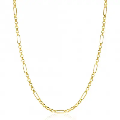 ZINZI Gold 14 karaat gouden massieve ketting met lange paperclip-schakels gecombineerd met jasseron schakels 41-43cm ZGC495 bij ZINZI