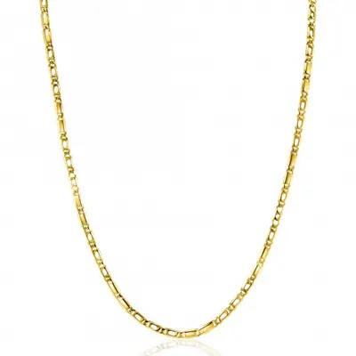 ZINZI Gold 14 karaat gouden massieve ketting met valkenoog schakels en glimmende plaatjes 2,6mm breed 41-43cm ZGC499 bij ZINZI