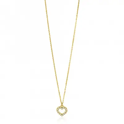 ZINZI Gold 14 krt gouden anker ketting met sierlijk open hartje (7mm), bezet met witte zirconia's 40-42,5cm ZGC450 bij ZINZI