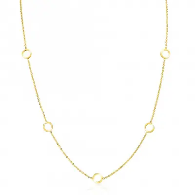 ZINZI Gold 14 krt gouden ketting met subtiele jasseron schakels en zeven open rondjes 6,5mm breed 42-45cm ZGC445 bij ZINZI