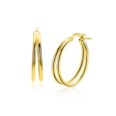Zinzi Oorbellen ZIO2858G Zilver Dubbele Buis Verguld bij JuweliersWebshop