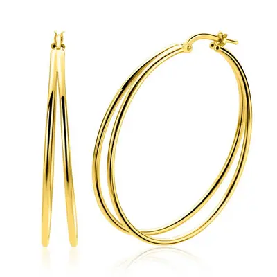 Zinzi Oorbellen ZIO2859G Zilver Dubbele Buis Verguld bij JuweliersWebshop