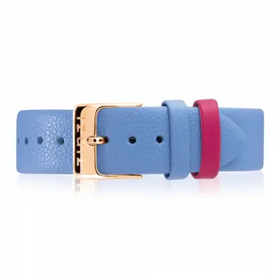 ZINZI Retro leren horlogeband lichtblauw roségoudkleurige stalen sluiting 18mm RETBAND9 bij ZINZI