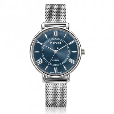ZINZI Twenty horloge met oceaan blauwe wijzerplaat, stalen kast 34mm en stalen meshband ZIW2053 bij ZINZI