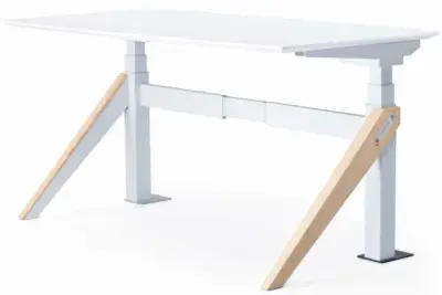 Zit-sta bureau Koplus Kin, 160x80cm, wit+hout bij Stumpel