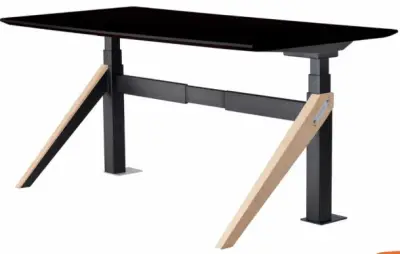 Zit-sta bureau Koplus Kin, 160x80cm, zwart+hout bij Stumpel