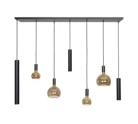 Ztahl Hanglamp Riva 7 lichts rechthoekig 145 cm zwart bij Lamponline