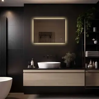 Zwarte Badkamerspiegel 80x60 cm LED – Sorento bij Sanitear