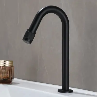 Zwarte fontein kraan – koud water – hoogte 21 cm (uitloop 10 cm) bij Badkranenwinkel