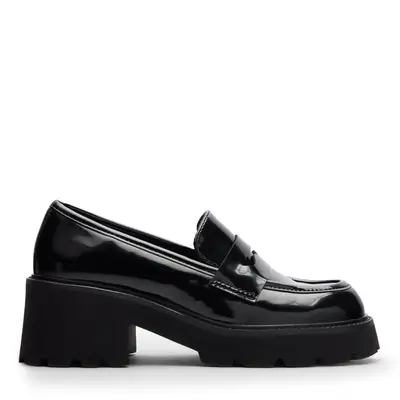 Zwarte leren chunky loafers bij Sacha