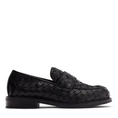 Zwarte leren gevlochten loafers bij Sacha