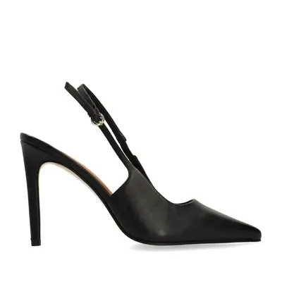 Zwarte leren slingback pumps bij Sacha