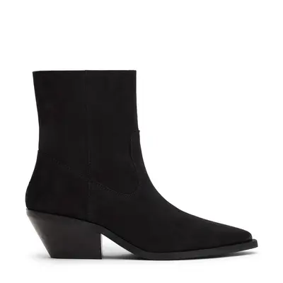 Zwarte nubuck enkellaarsjes met hak bij Sacha