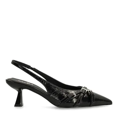Zwarte slingback pumps met gespen bij Sacha