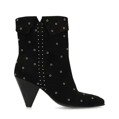Zwarte suède enkellaarsjes met studs bij Sacha